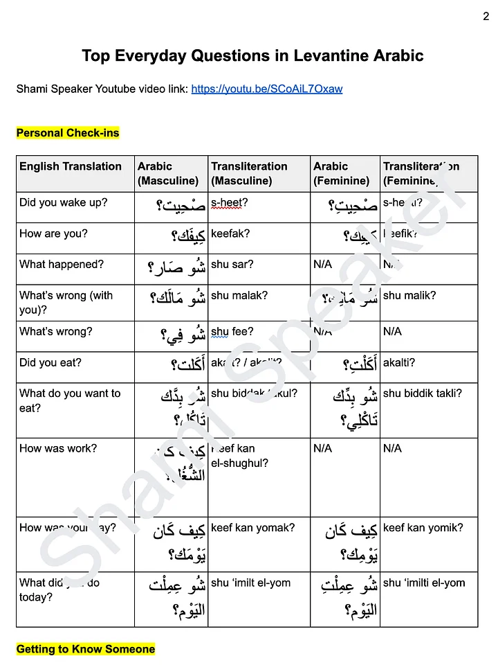 Top Everyday Questions in Levantine Arabic product image (2)
