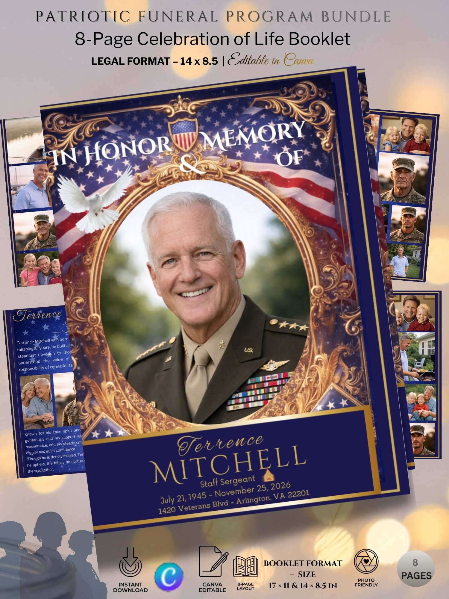 Patriotic Veteran & First Responder Funeral Program Bundle | 5-Piece Memorial Set product image (3)
