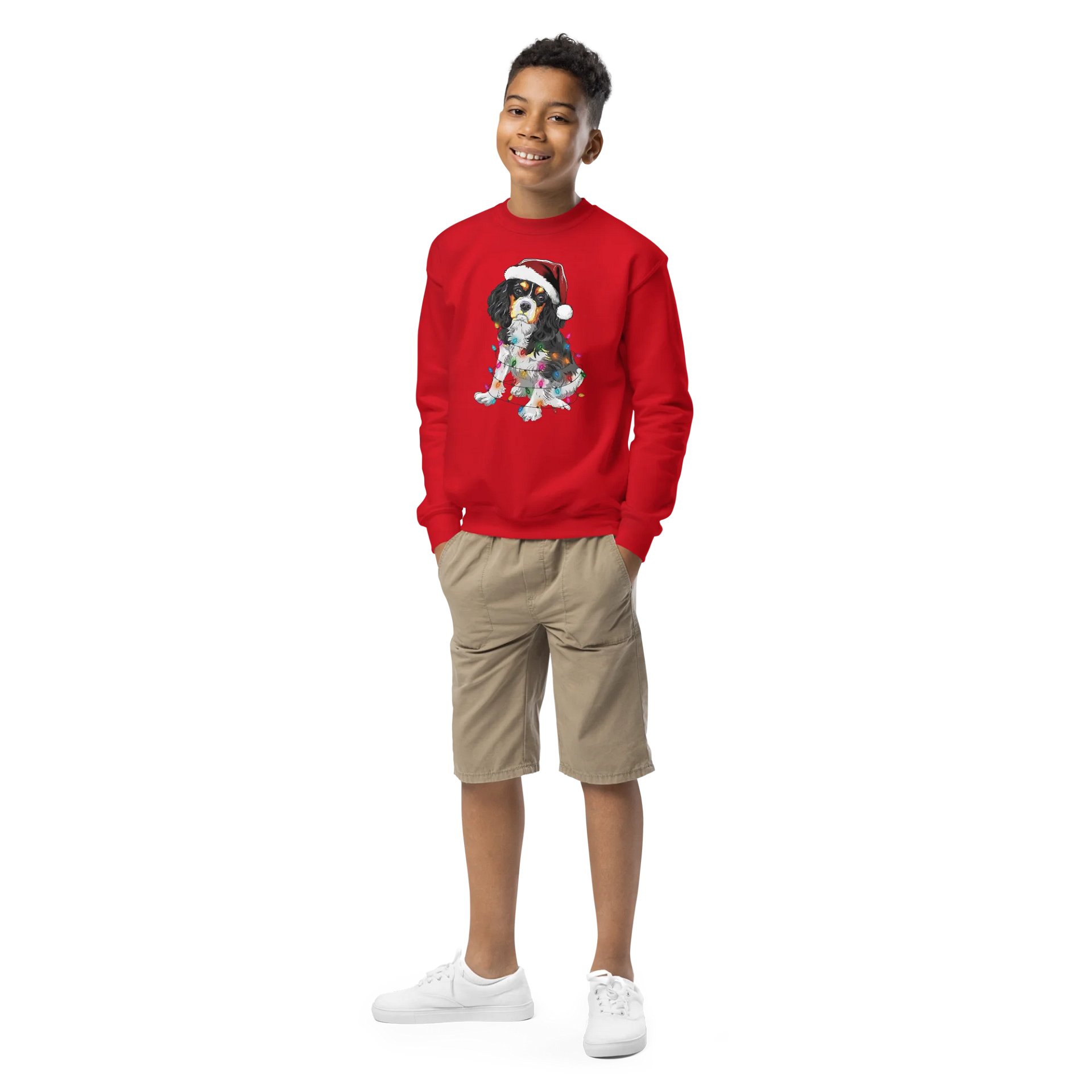 Funny Christmas Cavalier King Charles Spaniel(Tricolor) Youth Sweatshirt product image (1)
