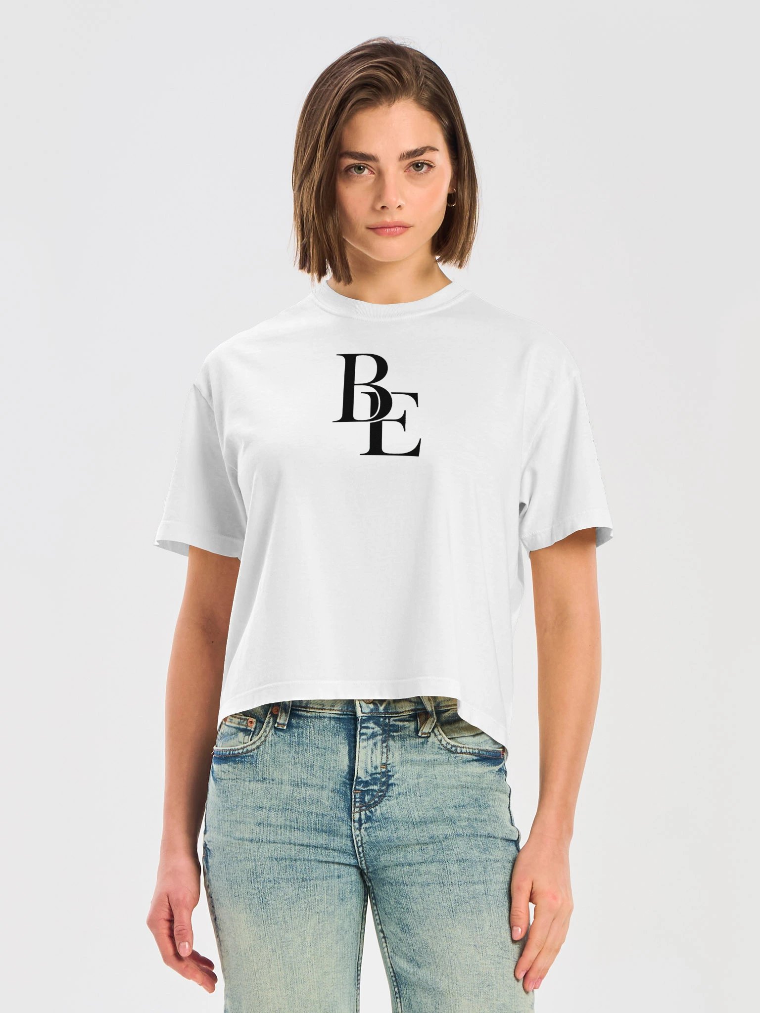 BALANCE ELEVATED — Women’s White Monogram Boxy Tee product image (5)