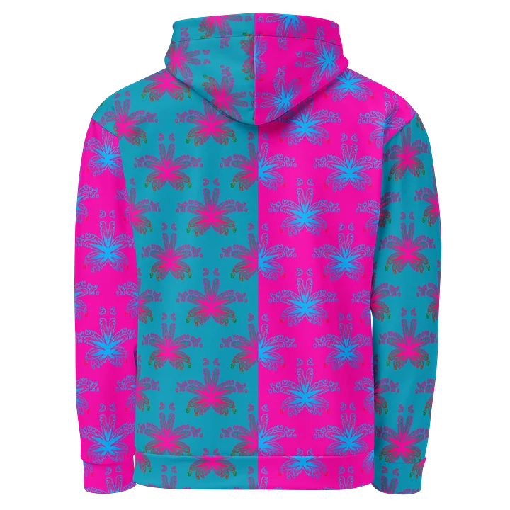 Stoner Circus Unisex Hoodie, Cotton Candy Color Cannabis Clothing, Hot Pink Blue Weed Leaf Pattern 420 Festival Fashion product image (2)