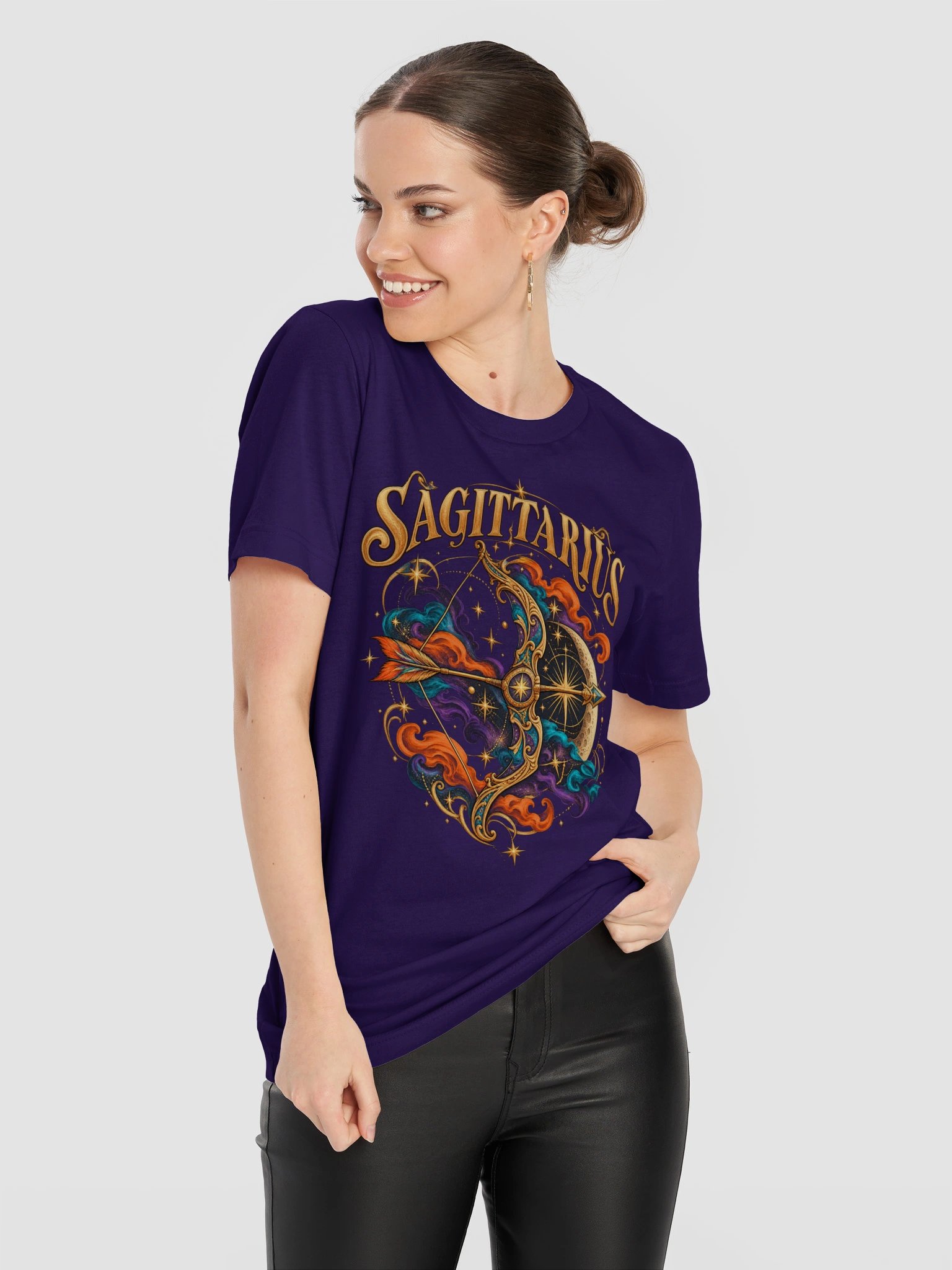 Sagittarius Zodiac T-Shirt With Celestial Bow and Arrow product image (10)
