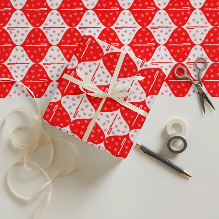 Flutes and Snowflakes - Bass - Red Gift Wrap Paper Sheets product image (2)