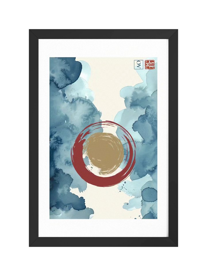 Colorado Japanese Ink Art Print | Centennial Peak No.11 | Framed Wall Art - AO Japan Blue product image (1)