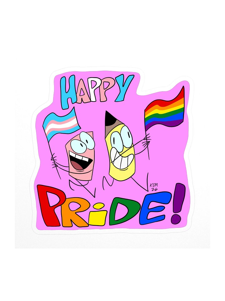 Pencil and Eraser Pride Sticker (Pink BG) product image (1)