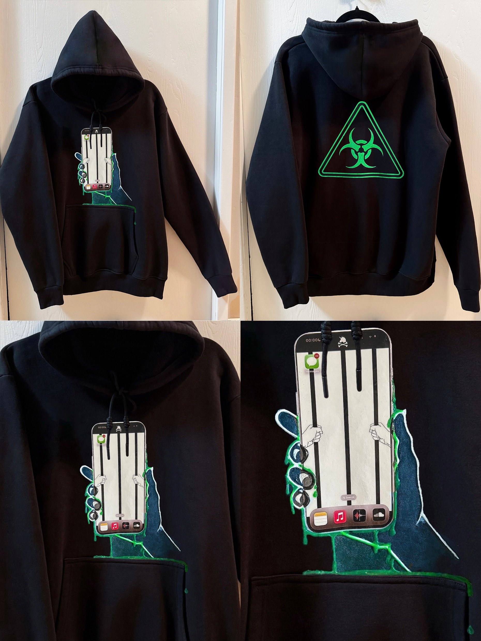 “Toxic Biohazard” Black Drawstring Hoodie product image (1)