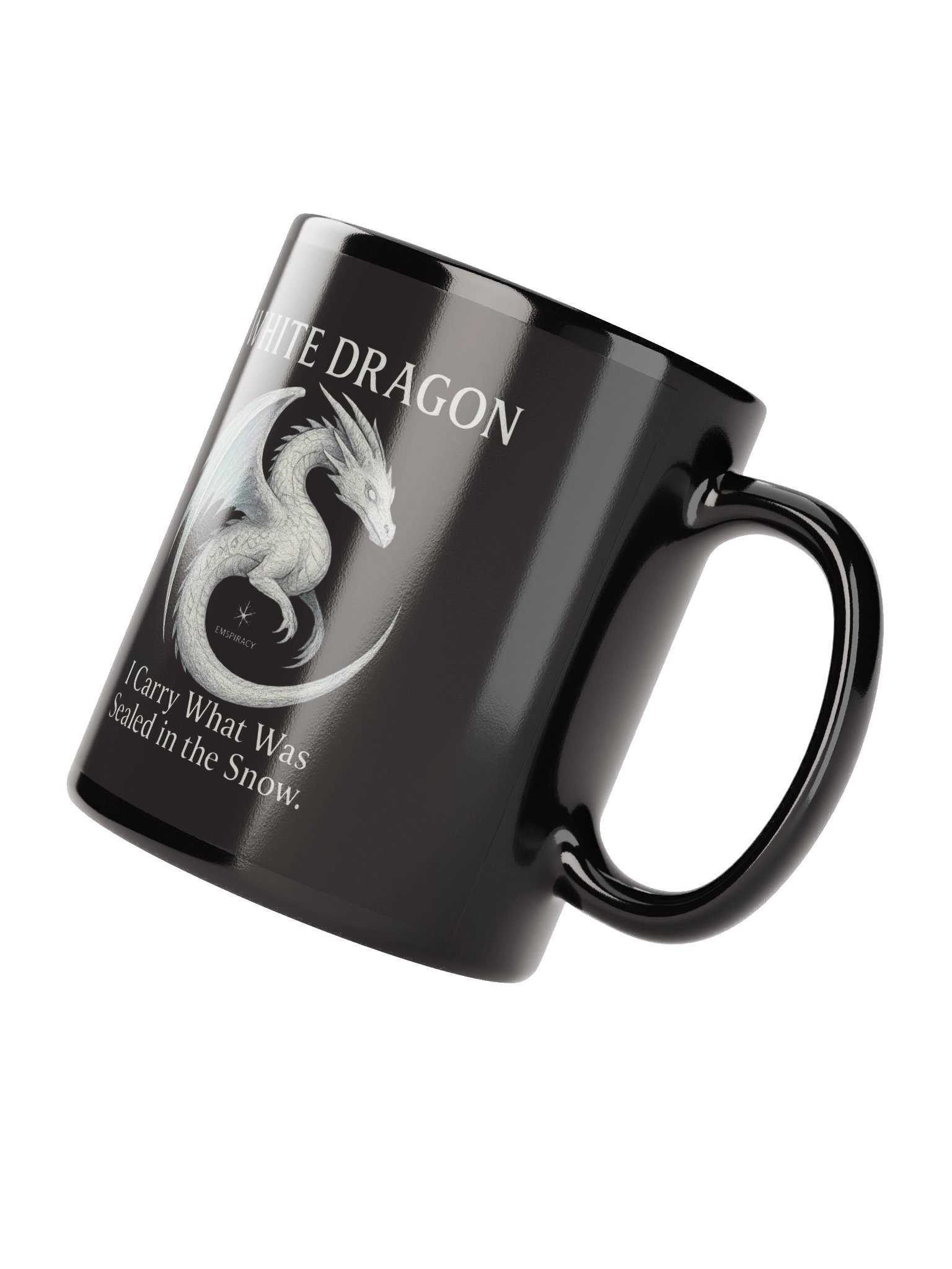 🐉 White Dragon Glossy Black Mug – Emspiracy Edition 🐉 product image (4)