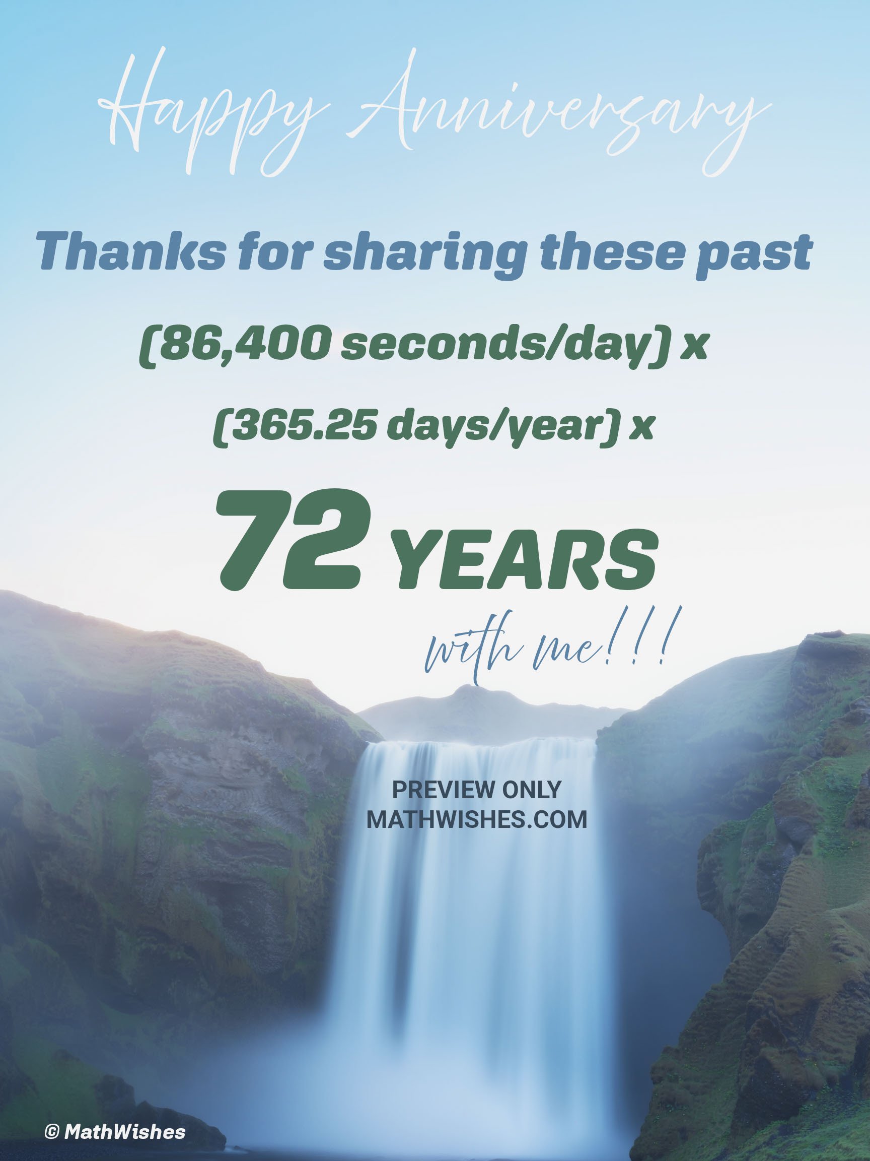 72nd Anniversary Card - Waterfall product image (1)