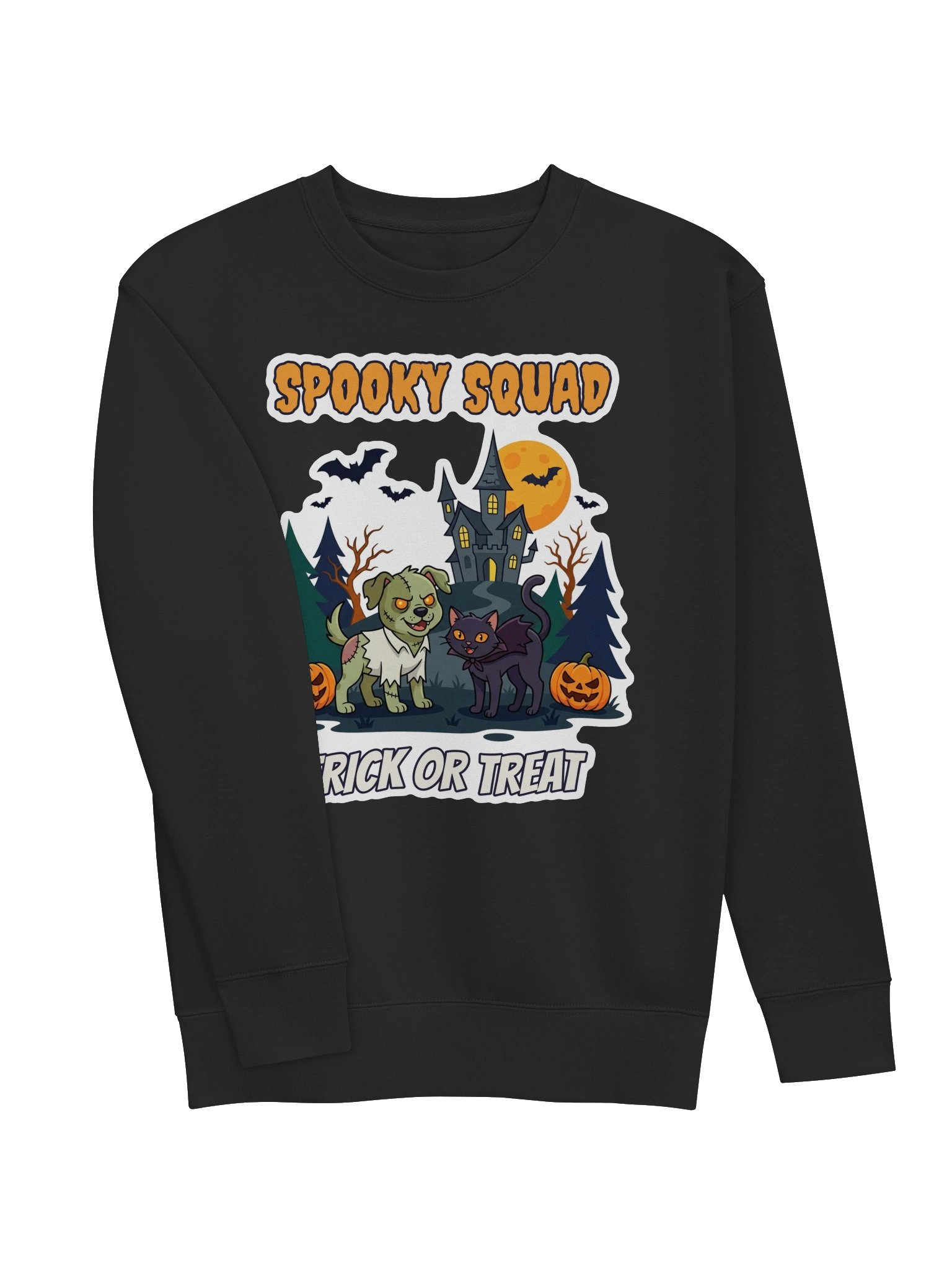 Spooky Squad Halloween Sweatshirt – Zombie Dog & Vampire Cat Trick or Treat Crewneck, Cozy Fall Pet Lover Gift product image (18)