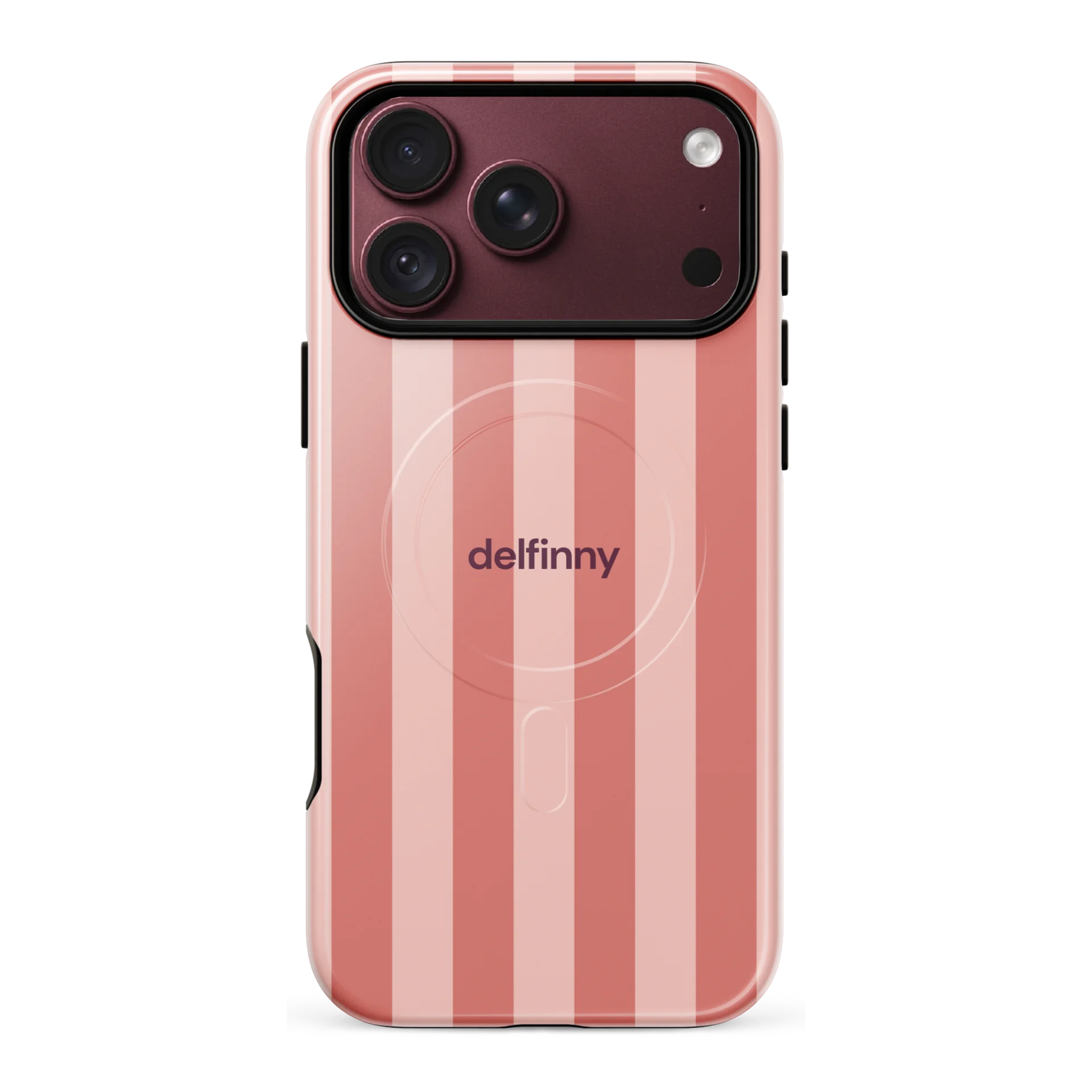 Striped Phone Case for iPhone 18 Series – MagSafe Compatible (Glossy Dusty Coral) product image (3)