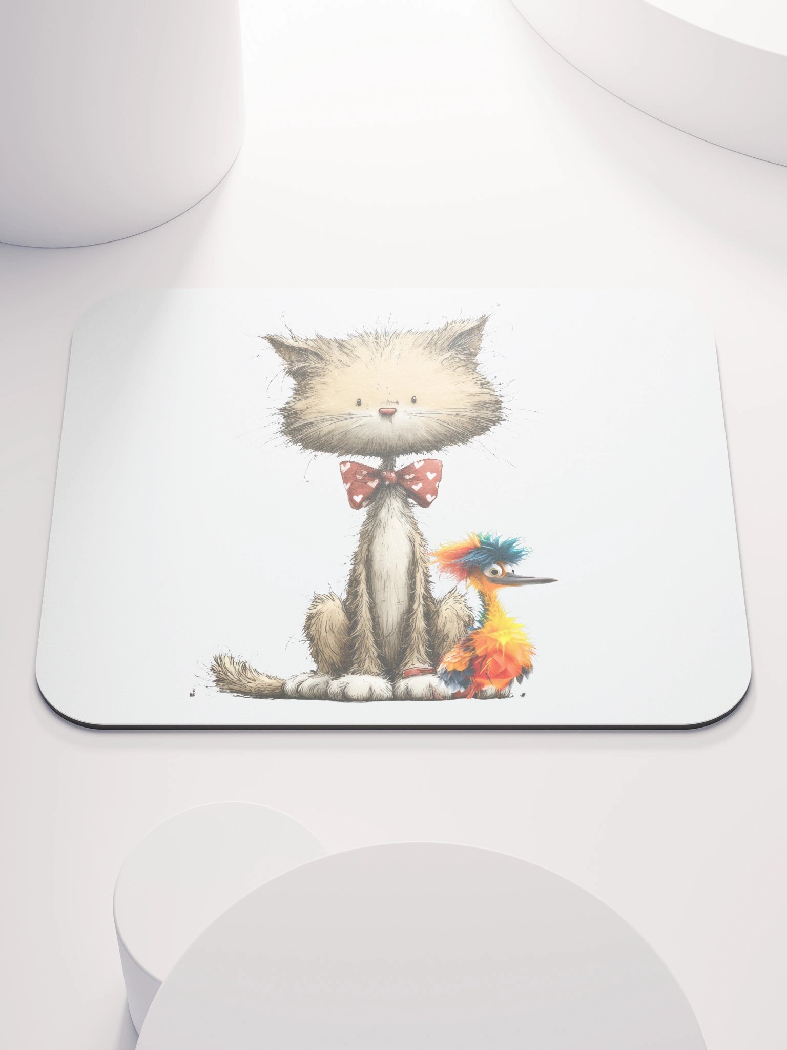 Cute Cat Bird Mouse Pad product image (1)