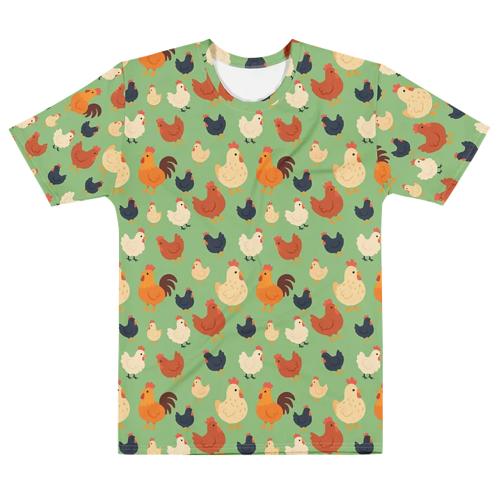 Chickens on Green Cotton T-shirt product image (1)