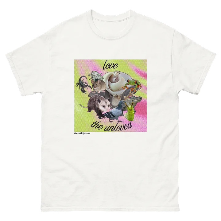 love the unloved critter collage tee — white product image (1)