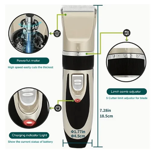 Cordless Rechargeable Pet Grooming Clippers - Low Noise Cat & Dog Trimmer product image (2)