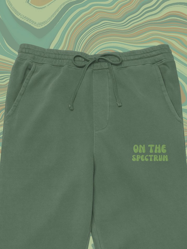 ON THE SPECTRUM (green) pigment dyed sweatpants product image (1)