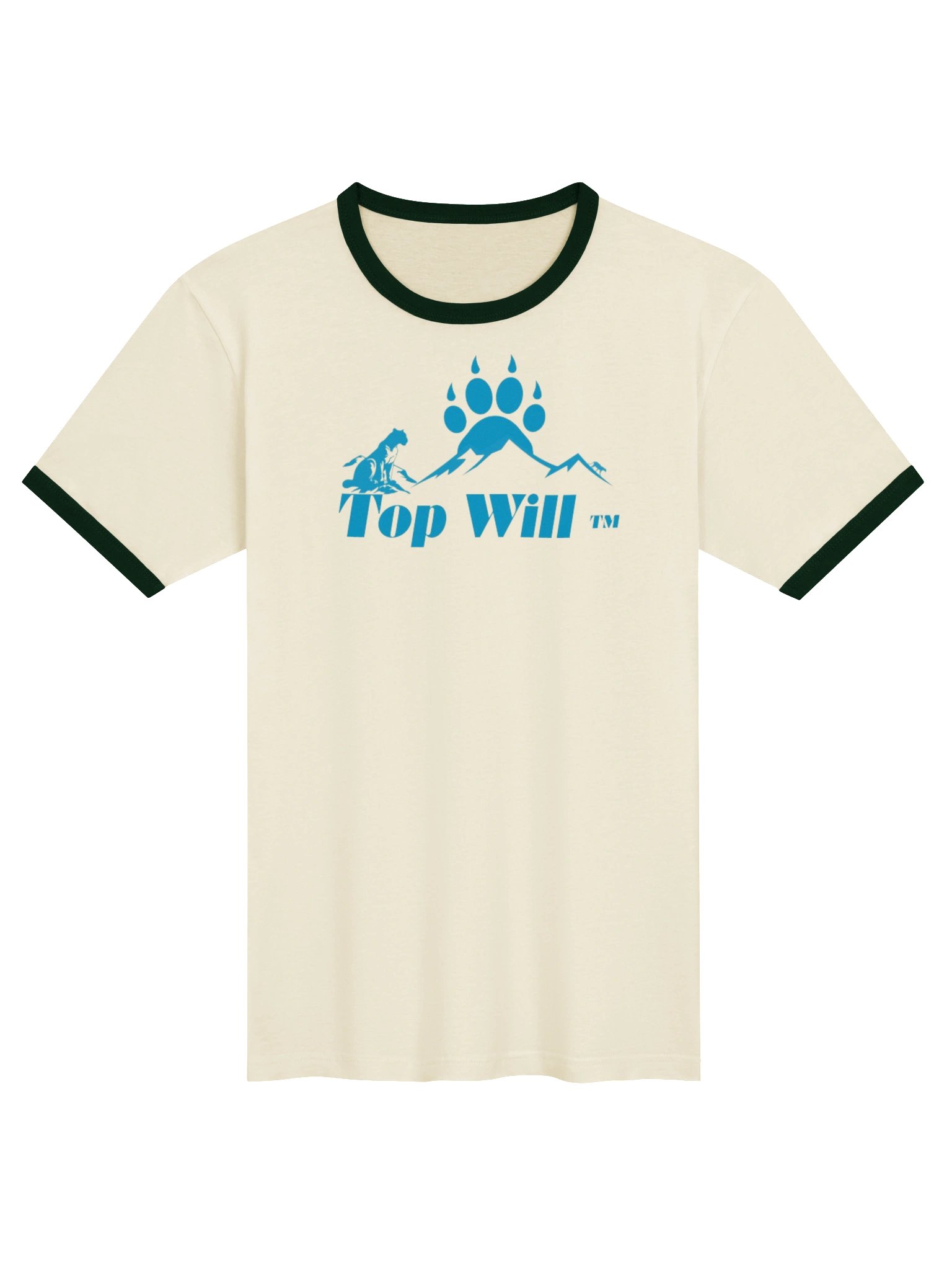 Top Will™ Cream & Navy Blue Unisex Ringer T-Shirt product image (1)