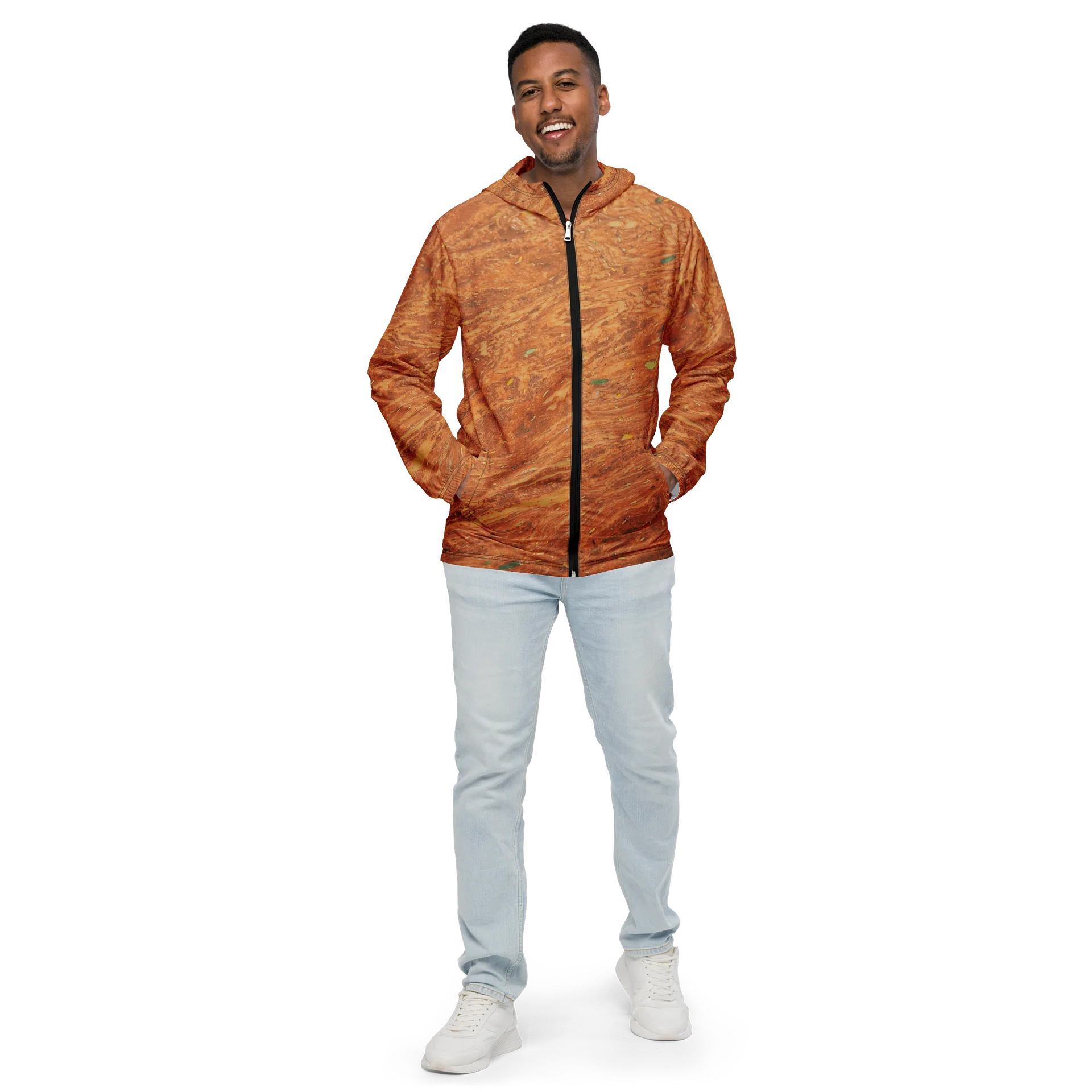 Terracotta Tea All-Over Print Warm Rust & Leaf Weatherproof Windbreaker product image (1)