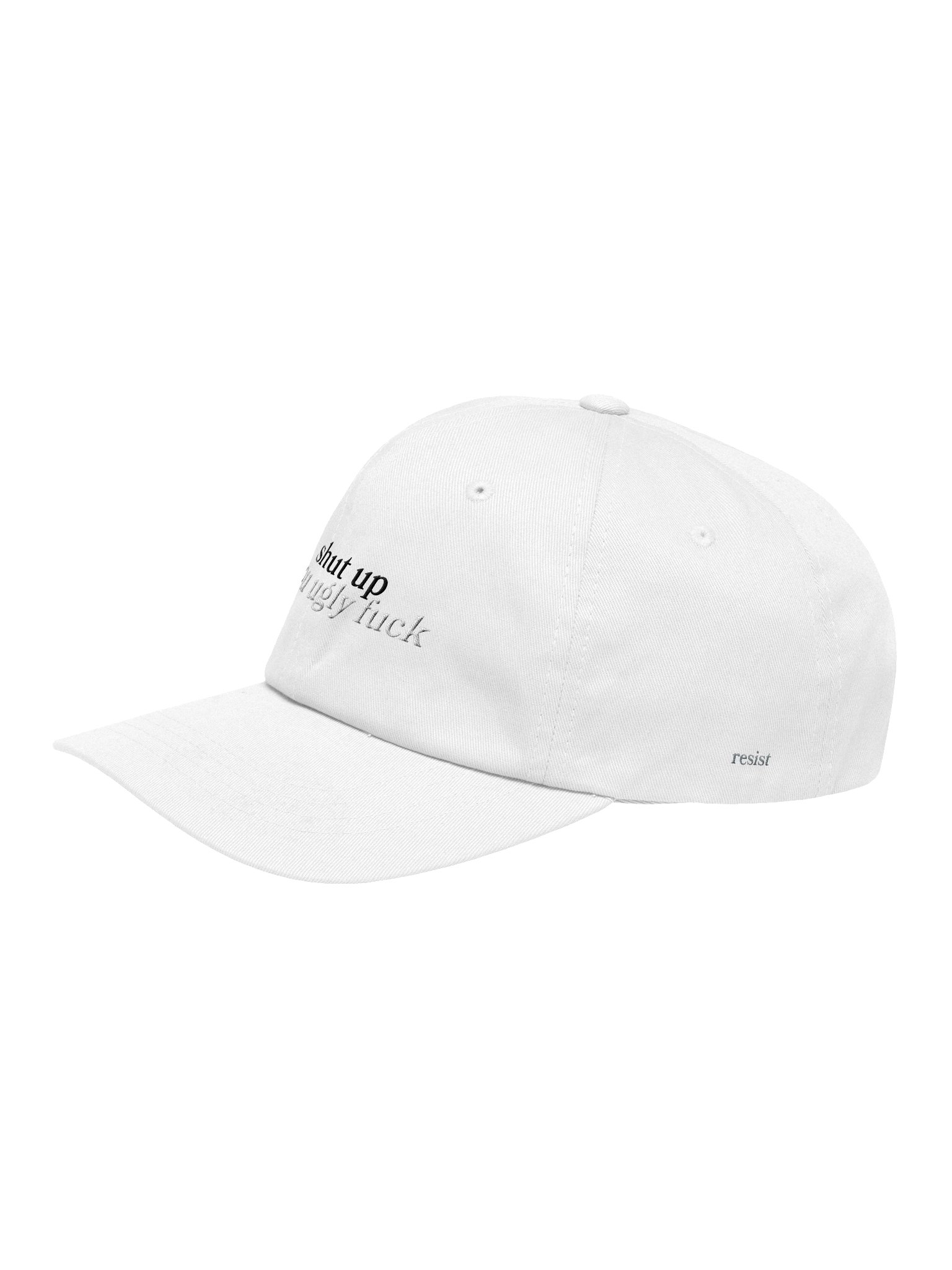 Shut Up You Ugly F Hat - Two Layered Embroided Cap - WHITE product image (5)