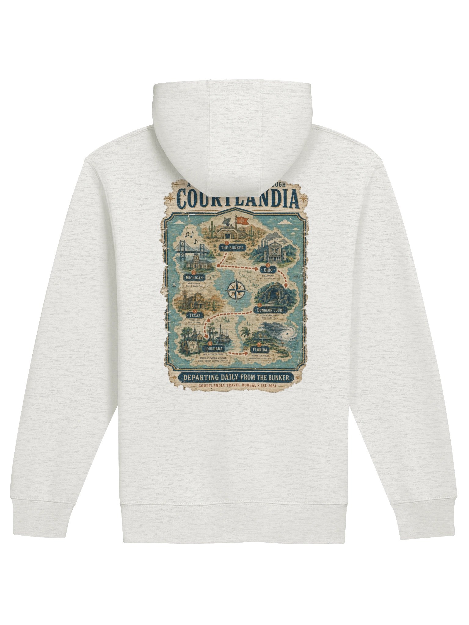 Courtlandia Travel Bureau Vintage Tourist Map Zipper Hoodie product image (7)