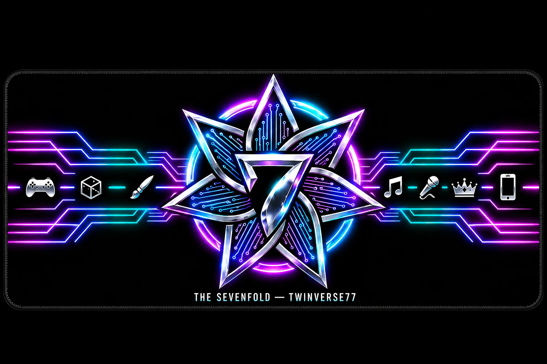 TwinVerse77 Portal Gaming Mat — Neon TV77 Desk Pad | Cyber Gamer Setup Mouse Mat product image (1)