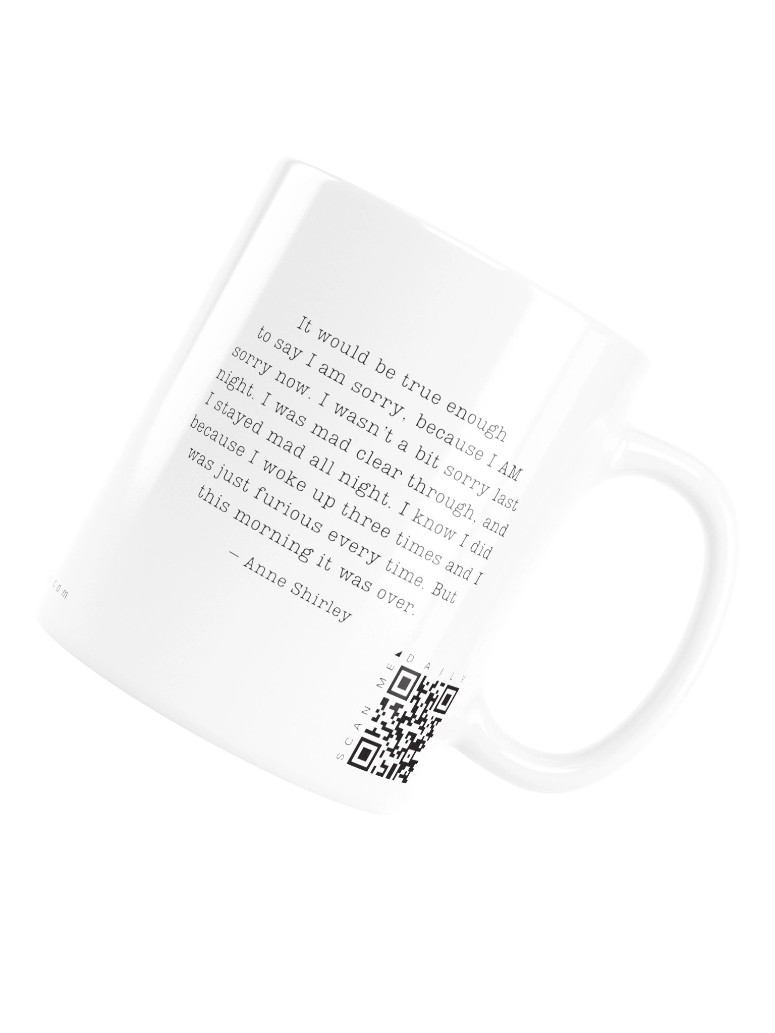 <i>Sorry</i> • QR Mug<br /> With 160 Daily Quotes<br /> <small>Quotes from beloved novel<br />Anne of Green Gables (1908)</small> product image (7)