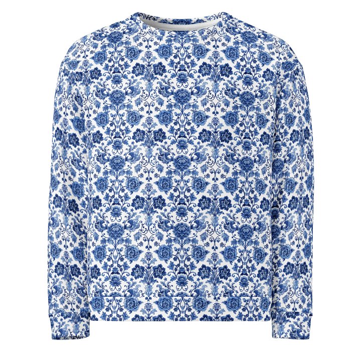 Blue Floral Porcelain Sweatshirt product image (1)