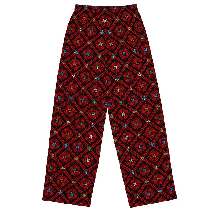 Red Tatreez Wide Leg Unisex Pants product image (2)