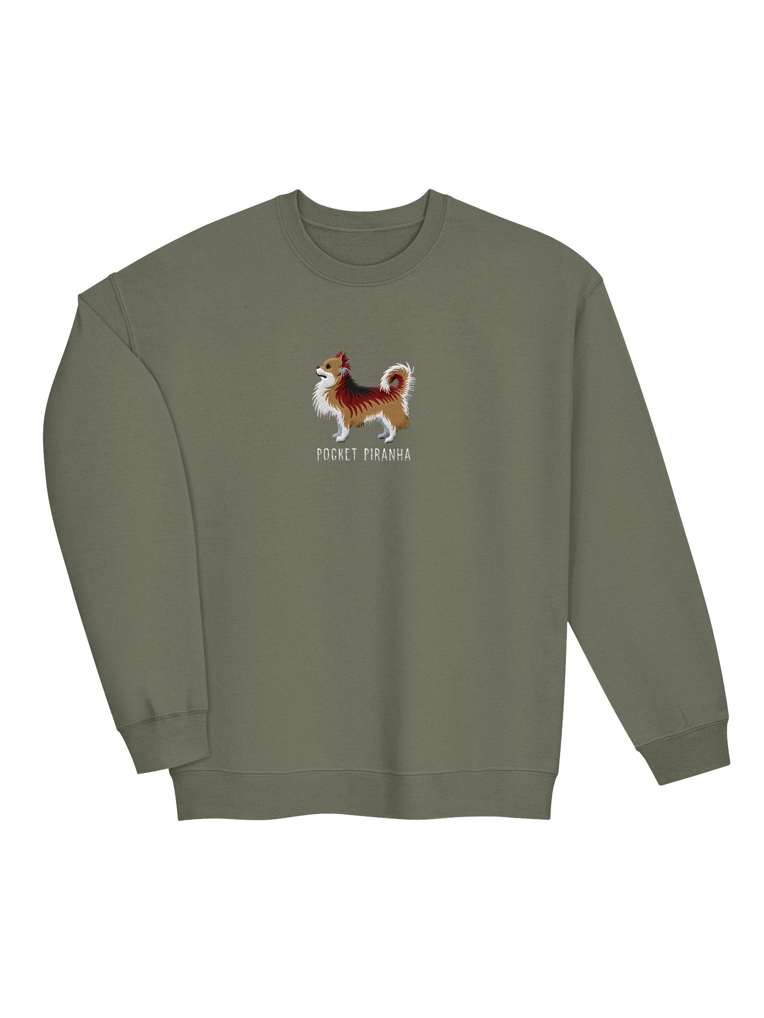 Pocket Piranha Sweatshirt (Embroidered) of a Longhaired Chihuahua(Sable) product image (6)