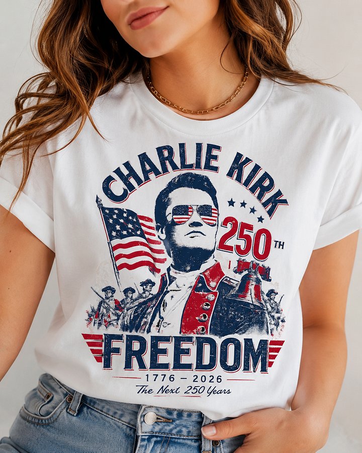 Charlie Kirk Freedom 250 Shirt | USA 250th Anniversary Vintage Tee product image (1)