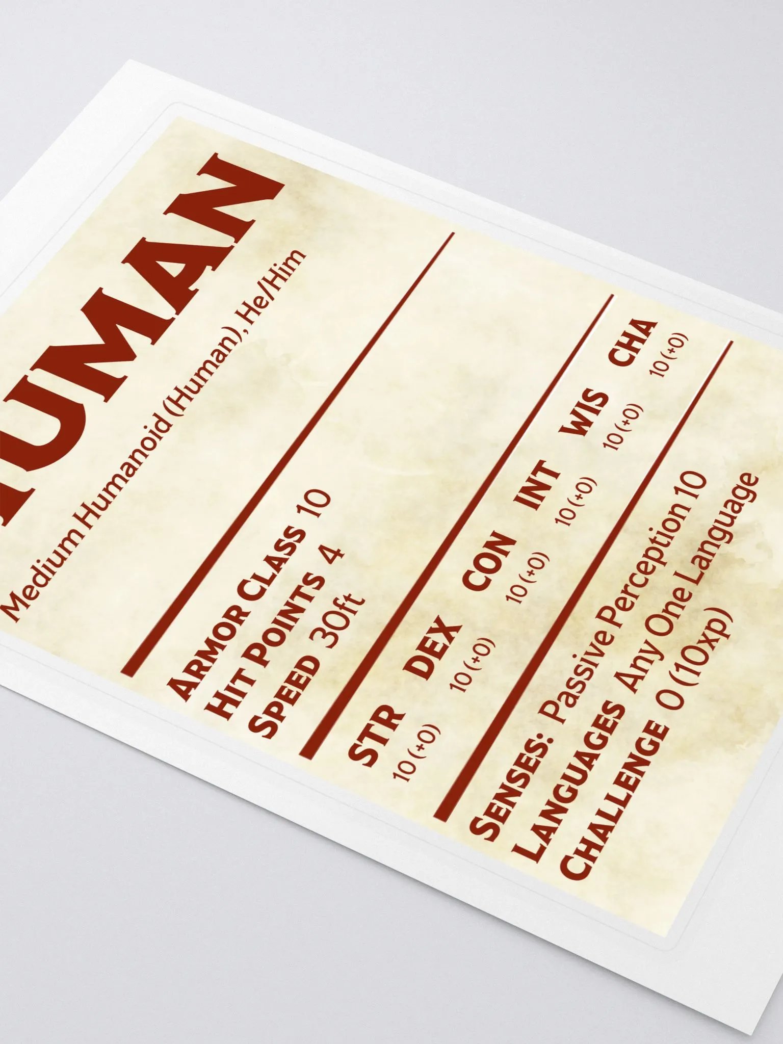 Human Statblock - He/him product image (2)