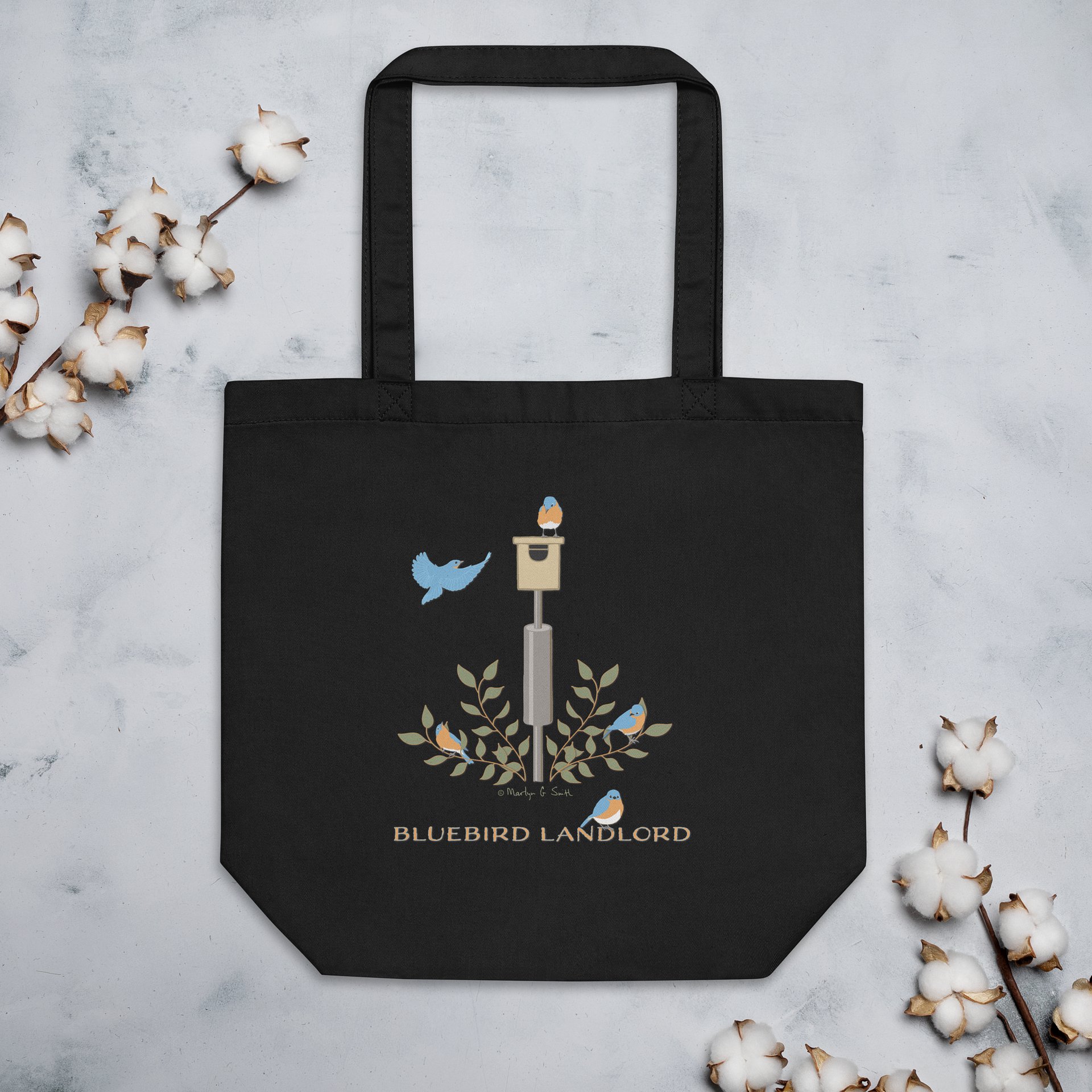 "Bluebird Landlord" Organic Tote in Black product image (7)