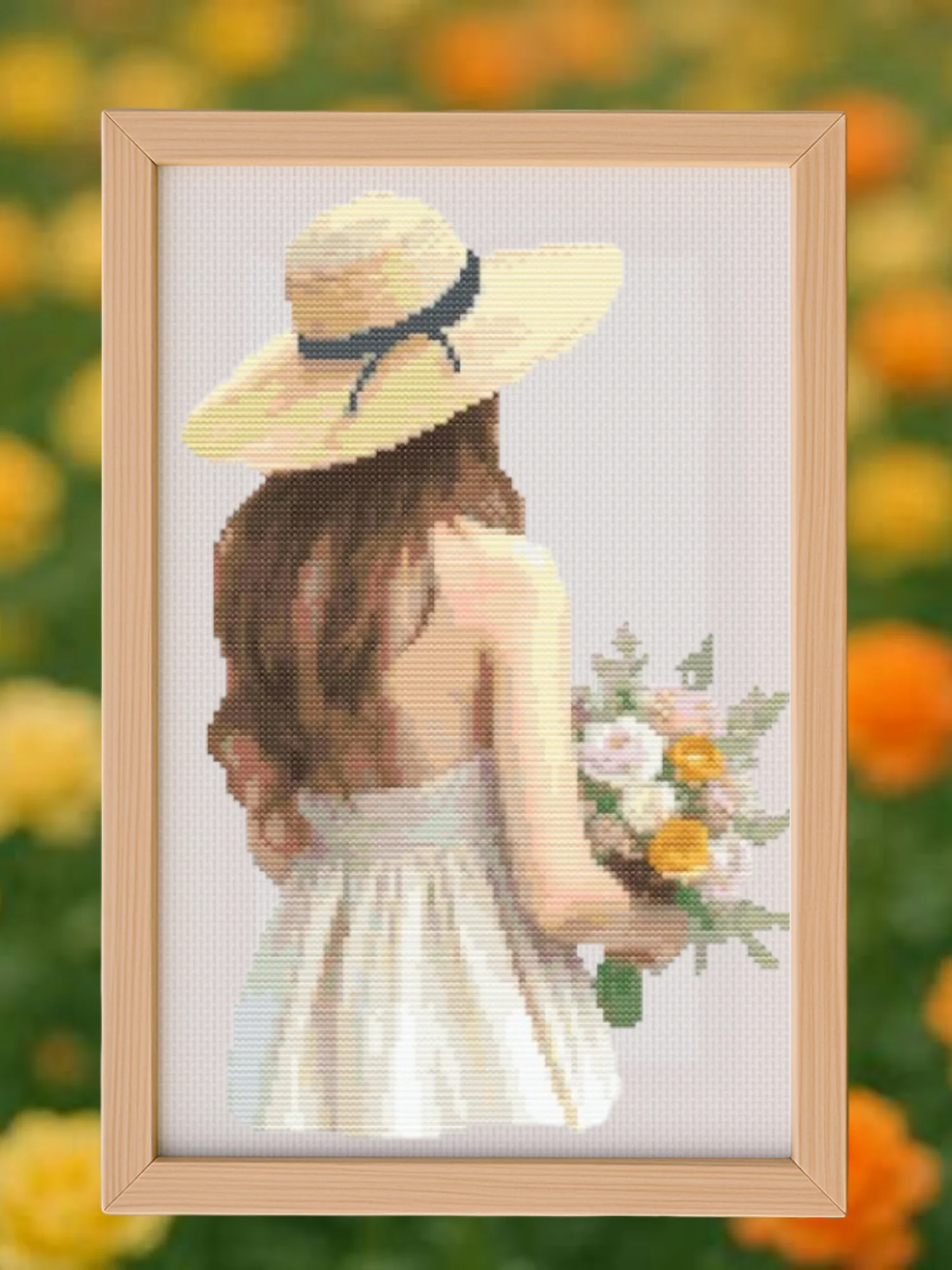 Summer Girl With Flowers Cross Stitch Pattern product image (1)