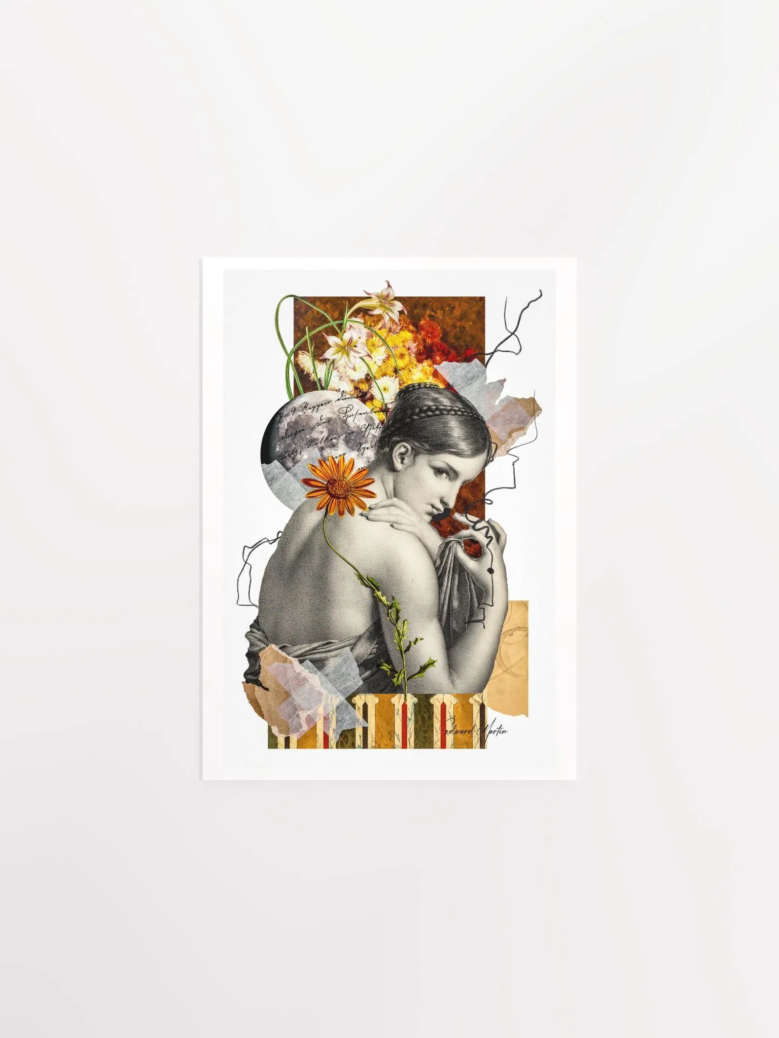 'Lunar Toughts' by Edward Martin-Mixed Media Collage Print product image (2)