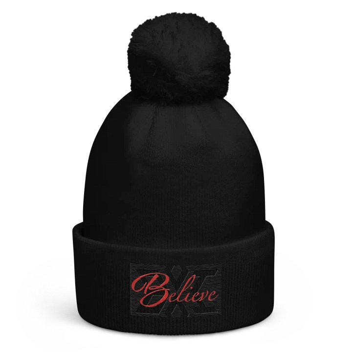 Cozy ‘Believe’ Holiday Pom Pom Beanie product image (2)