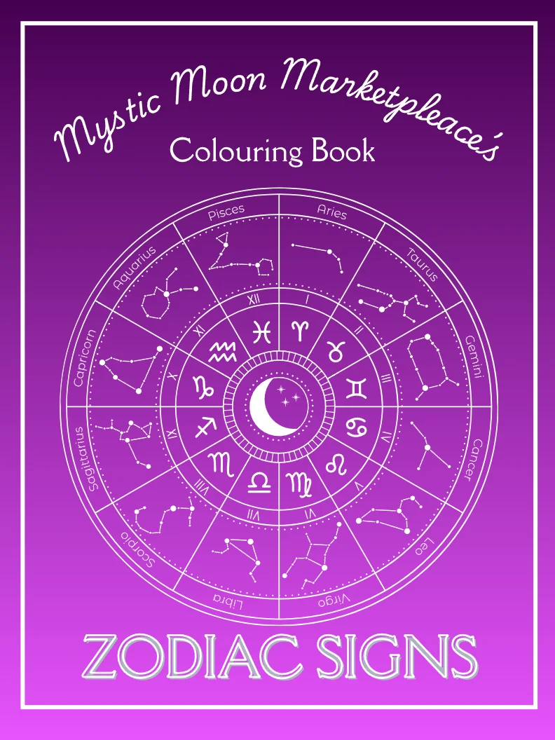 Zodiac Signs Colouring Book for Adults | 12 Astrology Colouring Pages — All 12 Signs | Mystic Moon Marketplace product image (1)