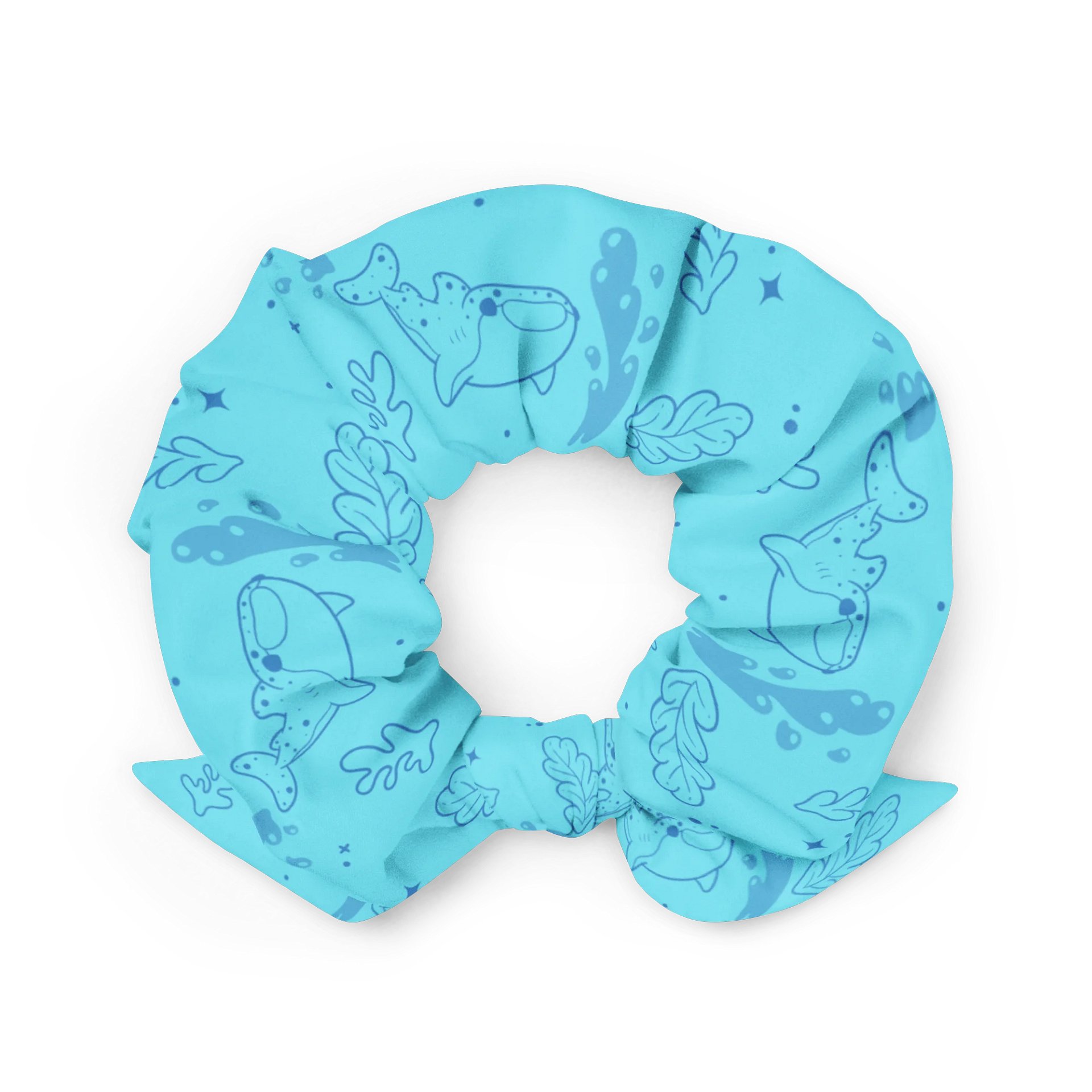 Ocean blue recycled scrunchie - Underwater wonderland product image (1)
