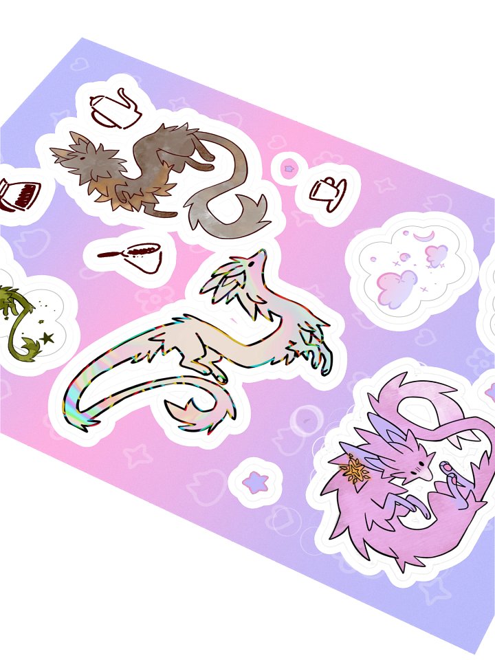 fluffy dragon f0xes sticker sheet product image (2)