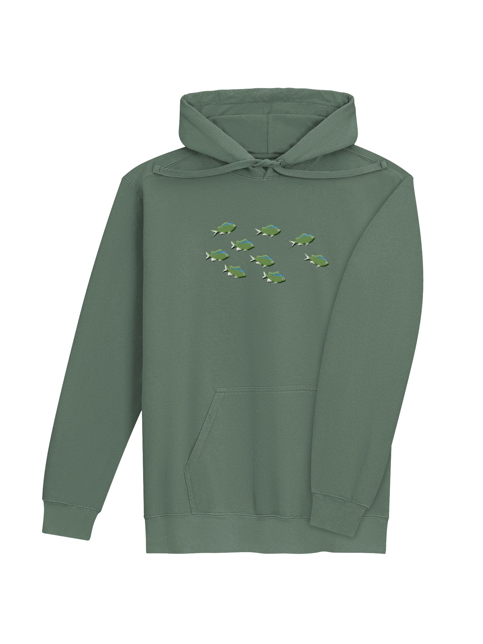 A School of Green Chromis Embroidered Premium Hoodie | Saltwater Reef Aquarium Fish & Marine Life Apparel product image (7)