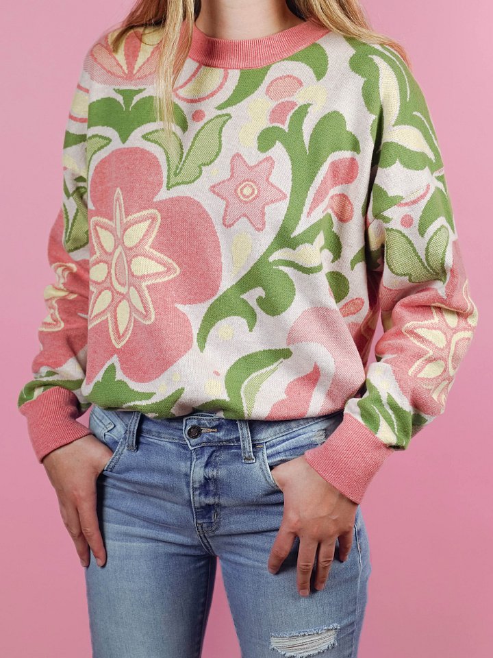 Botanical Wallpaper Sweater - Coral product image (1)