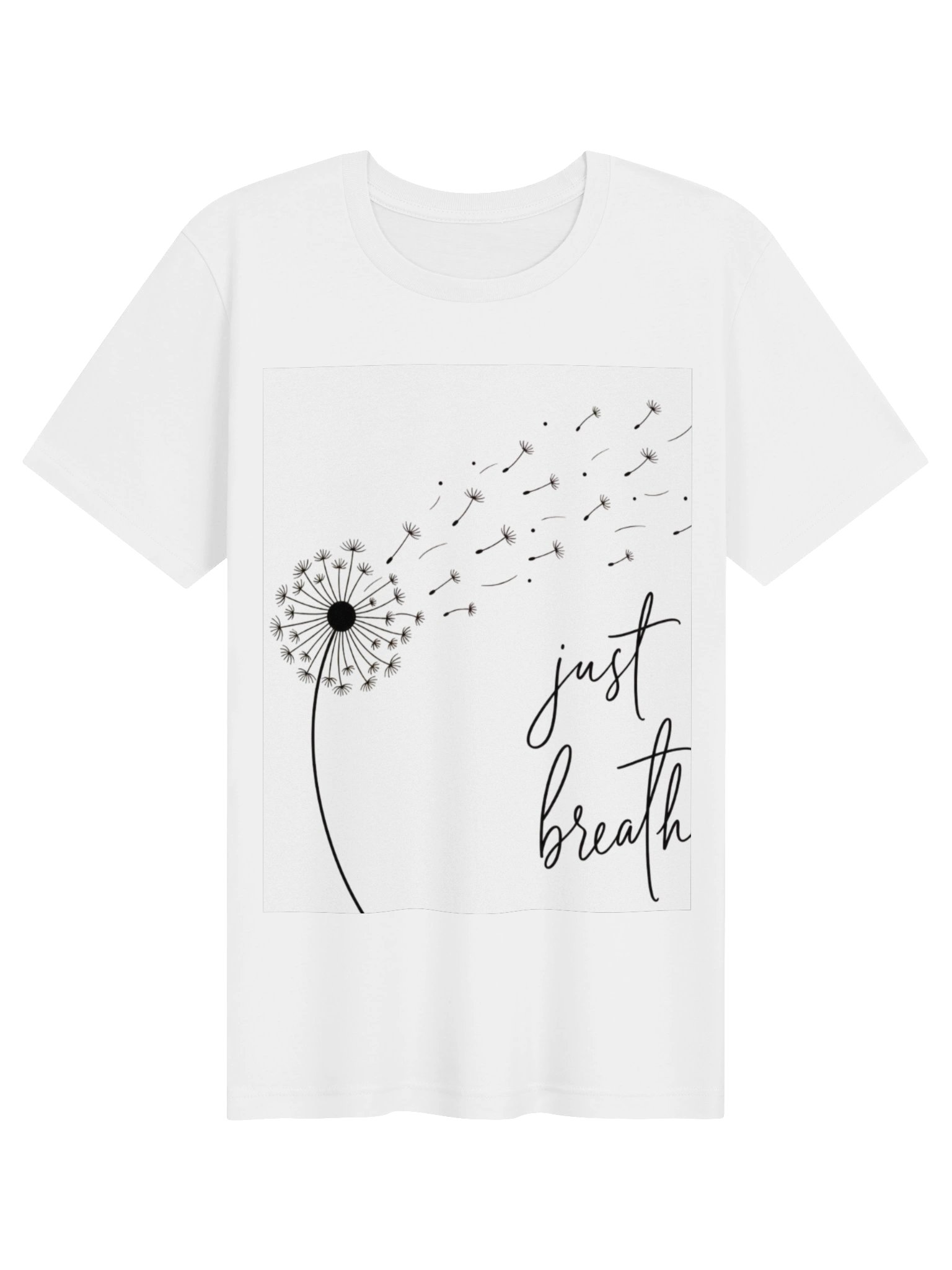 Just Breathe Dandelion T-Shirt for Women | Minimalist Inspirational Graphic Tee | Floral Mindfulness Quote Shirt | Relaxation Gift product image (3)
