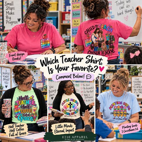 Which teacher shirt is your favorite — 1, 2, 3, or 4? 👇

We’ve shown a lot of Fueled by Coffee, Grace & Expo Markers, so here...