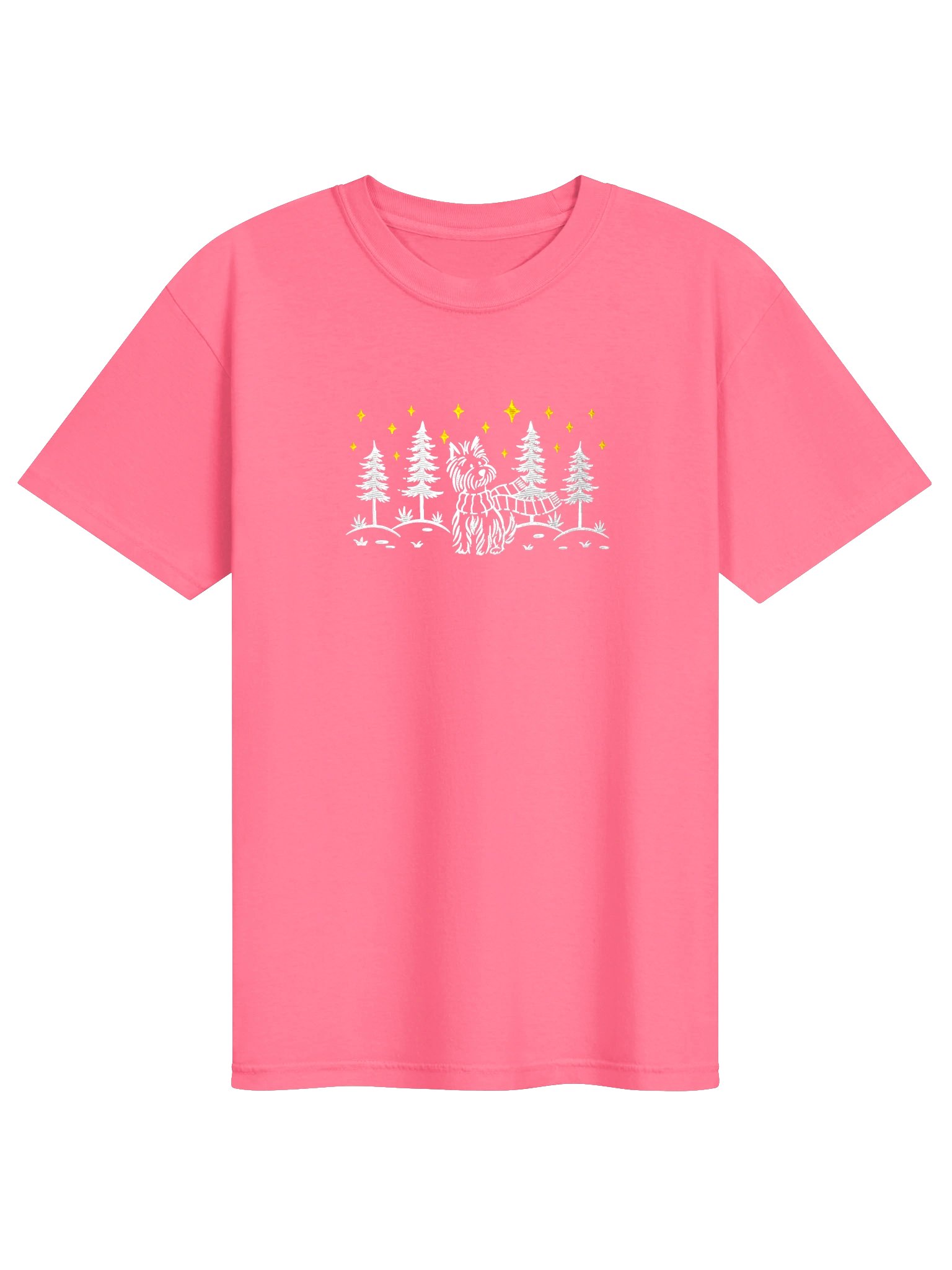 Yorkshire Terrier Winter/Christmas Line Art Design Embroidered T-Shirt product image (41)