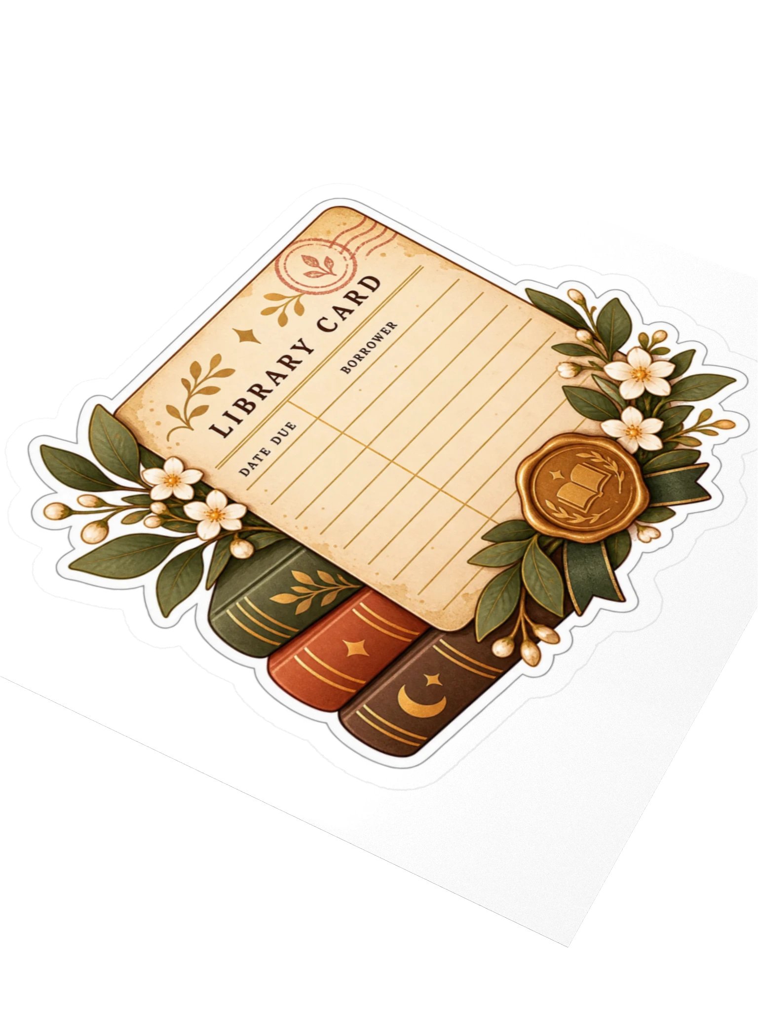 Vintage Library Card Sticker | Retro Book Lover Vinyl Decal product image (3)