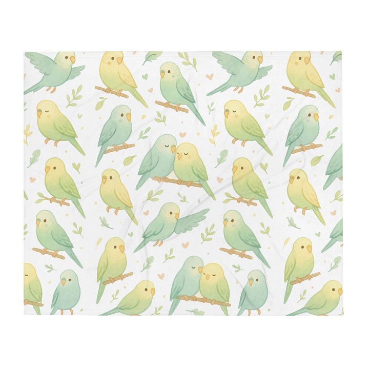 “Cuddle Budgies” Pastel Throw Blanket – Soft, Cozy & Adorably Feathered product image (2)