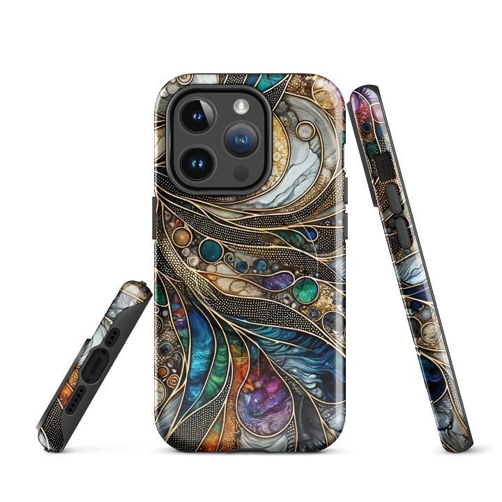Stained Glass Swirls Tough Magnetic MagSafe® iPhone® 14, iPhone 15, iPhone 16, iPhone 17, Pro, Pro Max, Plus Cases. product image (1)