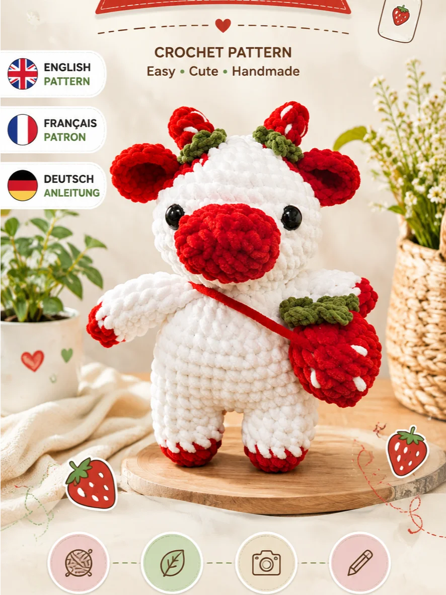 Strawberry Cow Crochet Pattern product image (1)