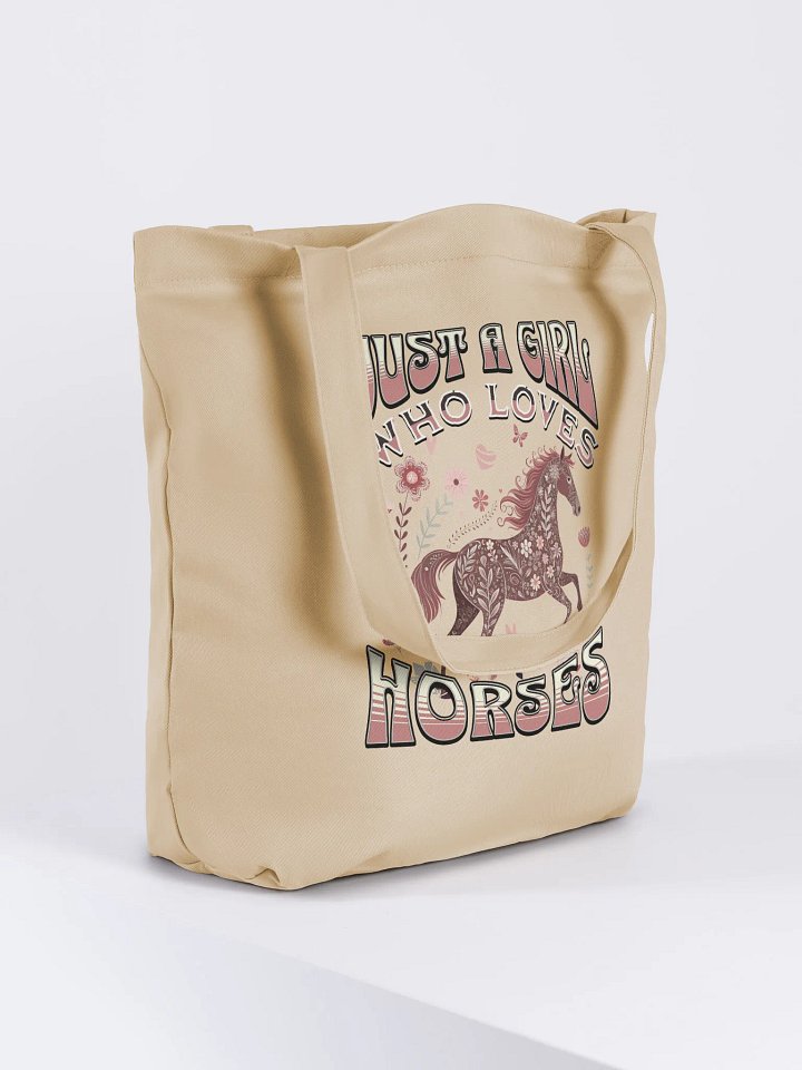 Just A Girl Who Loves Horses Vintage Equestrian Floral Tote Bag product image (4)