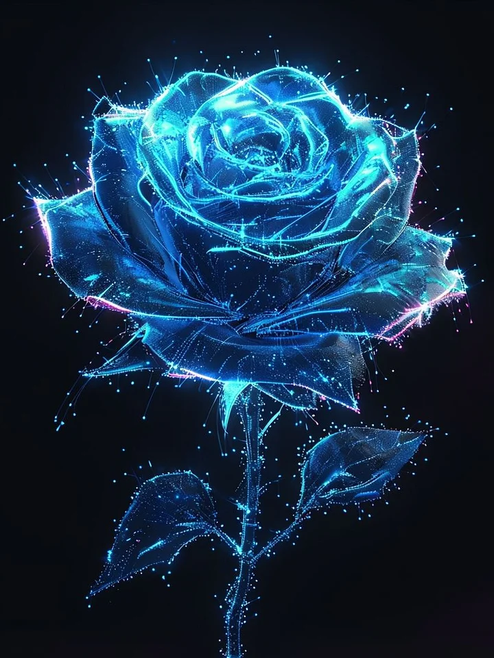 Neon Blue Rose Glow Matte Poster product image (1)