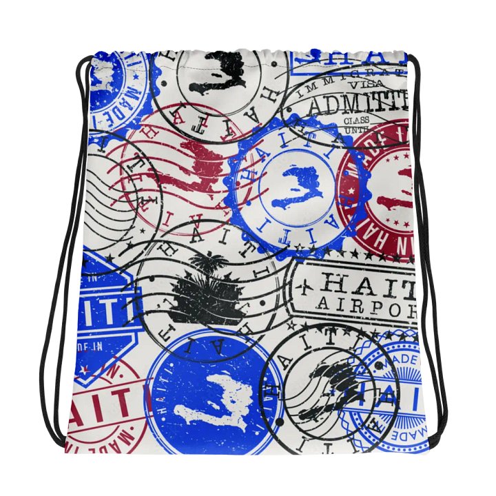 Haitian Stamp Collage Drawstring Bag product image (1)