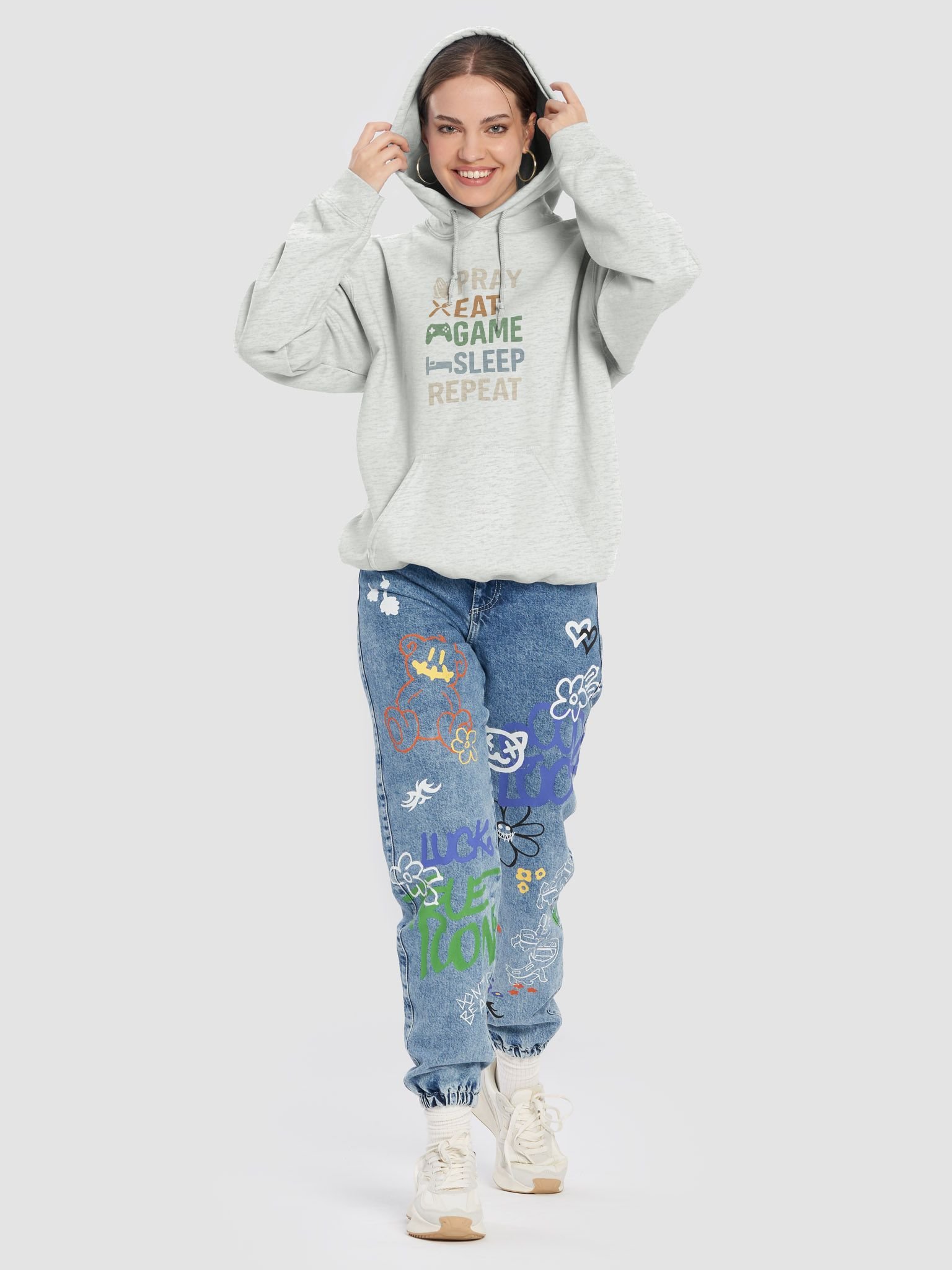 Pray Eat Game Sleep Repeat Hoodie – Christian Gamer Faithwear product image (80)